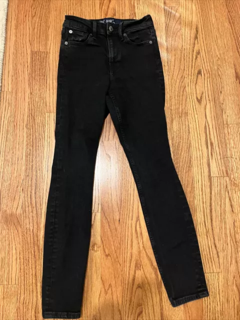 Gap Womens Denim 25 or 0 Black Denim  Jeans High Rise Universal Legging EUC