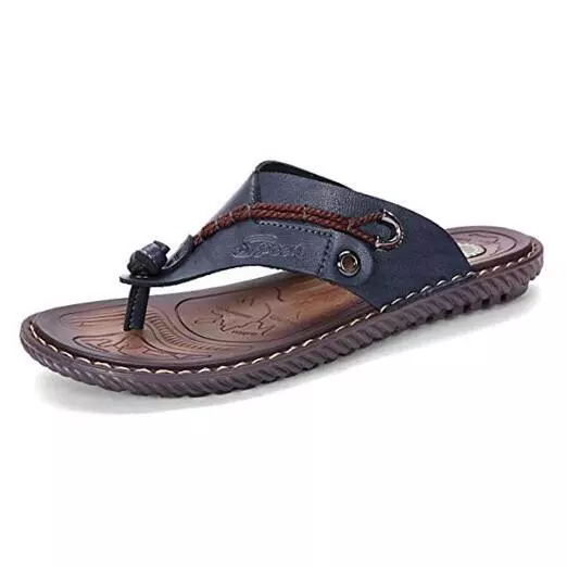 MENS FLIP FLOPS Casual Leather Home Sandals For Mens Rubber 7 Blue ...