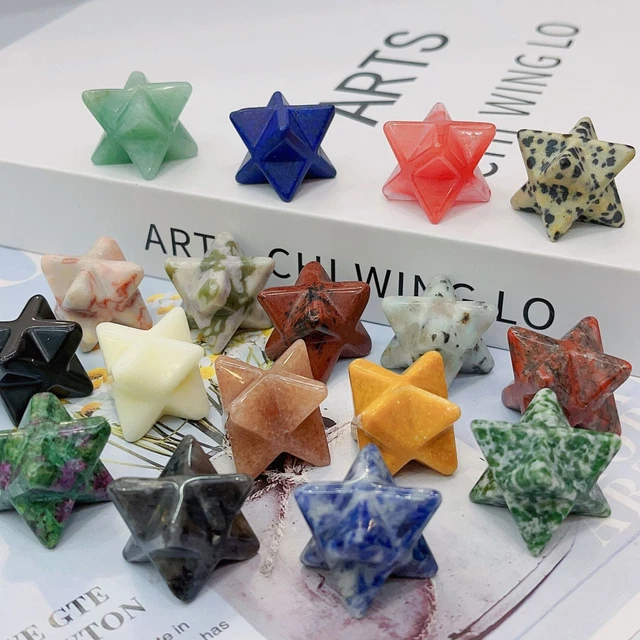 20pcs 25mm Natural Merkaba Crystal Star Healing Reiki Quartz Adventurine Decor