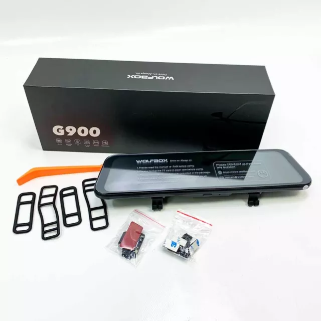 WOLFBOX G900 4K 12-Zoll-Rückspiegelkamera, Dashcam vorne und hinten für Auto mit