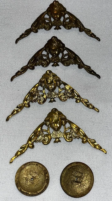 Vintage Ornamental Corner and Circle Victorian decorative brass