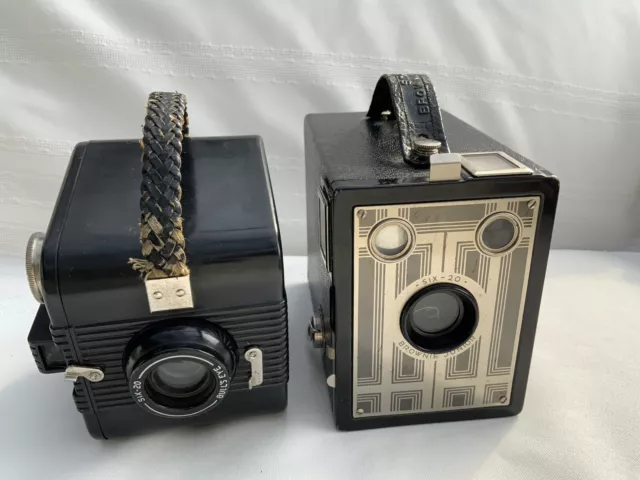 Lote de 2 cámaras vintage Kodak six-20 diana y brownie junior