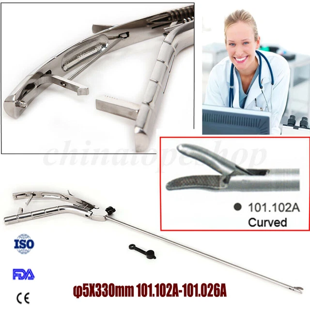 Needle Holder Gun Type 5X330mm Laparoscopic Endoscopy Medical Device Curved tip