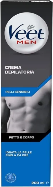 Crema Depilatoria Veet For Men Silk & Fresh per Uomo Pelli Sensibili - 200 ml