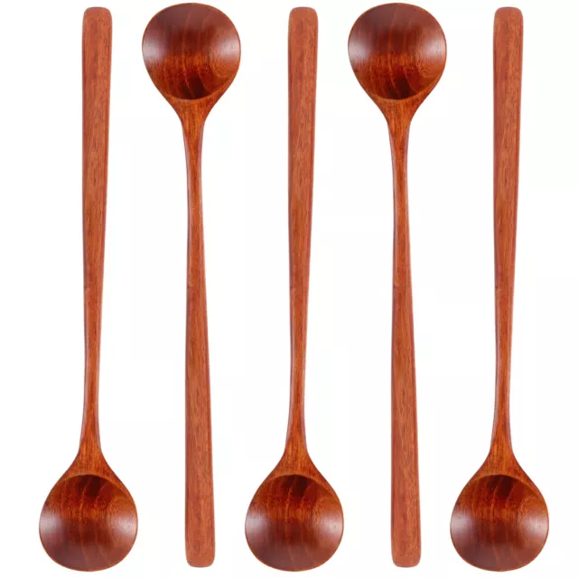 5 Wooden Handle Japanese Style Coffee Spoons for Cooking-