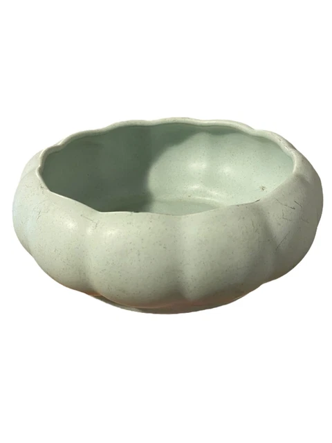 Vintage Scalloped Pottery #425 Deco Blue/Green Matte Finish Bowl Planter