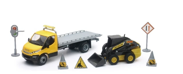 NEWRAY – Engin NEW HOLLAND Avec Accessoires, 32135, Miniature Plastique