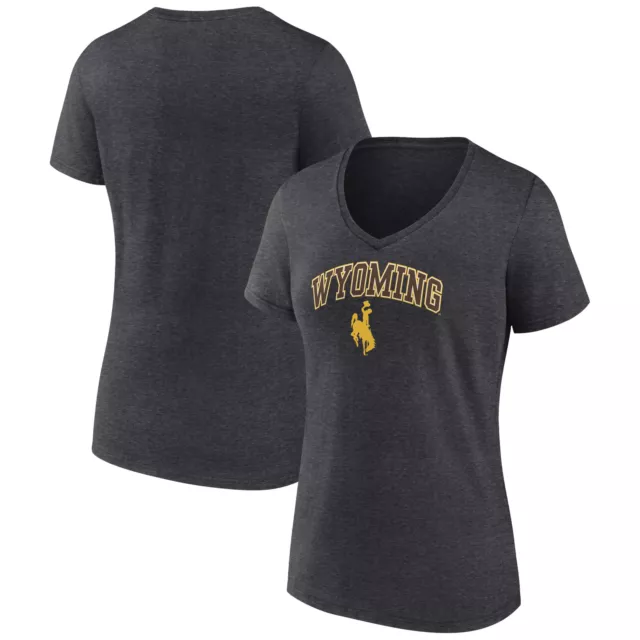 Women's Fanatics Branded Charcoal Wyoming Cowboys Campus V-Neck T-Shirt