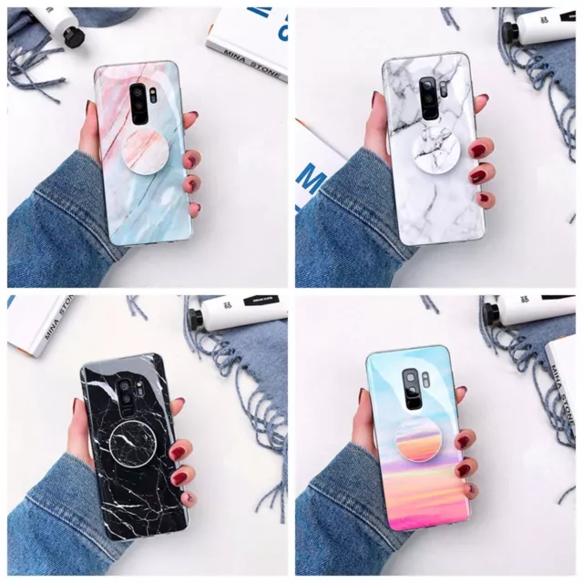 For Samsung Galaxy S22 S21 S20 S10 N20 N10 Marble Phone Case Cover w/ Holder