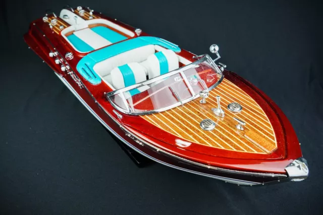 1:16 Wooden Riva Aquarama Italian Speed Boat Handmade Ship Model Table Decor 21"