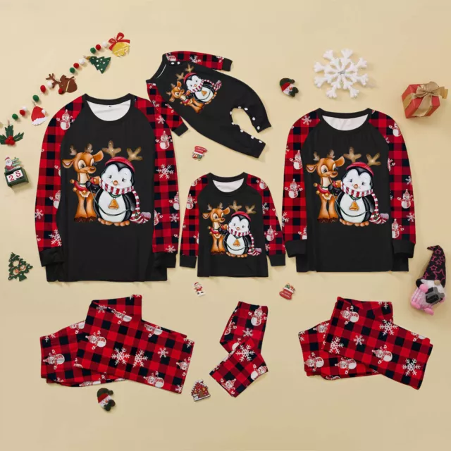 Christmas PJs Adult Kids Baby Xmas Elk Nightwear Family Matching Pyjamas Set