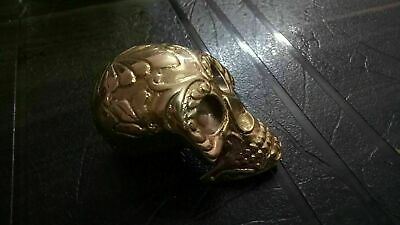 Working Style Heavy Solid Golden Brass Skull Only head Handle for Shaft Walking
