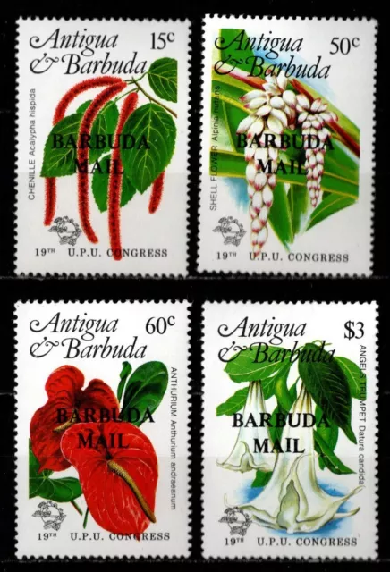 Barbuda, Sc #636-39, MNH, 1984, FLOWERS, PLANTS, FLORA, FAUNA