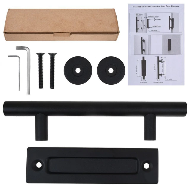 1-4PCS Sliding Barn Door Pull and Flush Handle Gate Hardware Set Iron Matte 12"