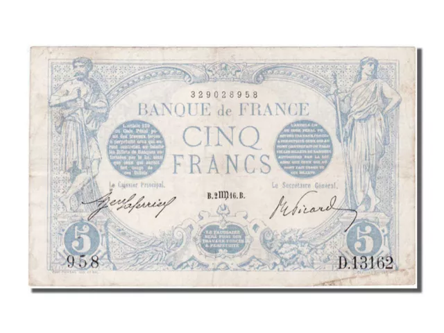 [#100626] Billet, France, 5 Francs, 5 F 1912-1917 ''Bleu'', 1916, 1916-08-02, TT