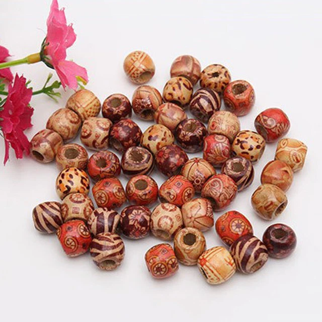 Holzperlen Bastelholz Großlochperle DIY Bunter Schmuck 100/200 Stückt