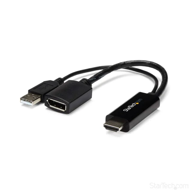 StarTech.com 4K 30Hz HDMI to DisplayPort Video Adapter w/ USB Power - 6 in - HDM