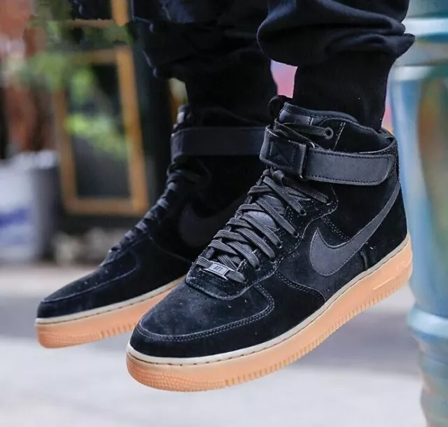 Nike Air Force 1 High 07 LV8 Mens Size 8.5 Suede Black Gum Shoes AA1118-001