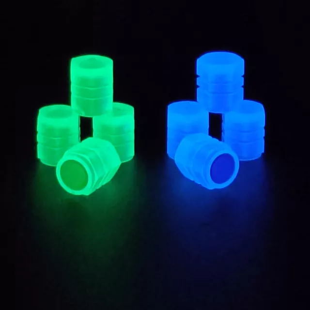 8 Stück Leuchtende Ventilkappen blau und grün fluoreszierender Effekt Universell 2