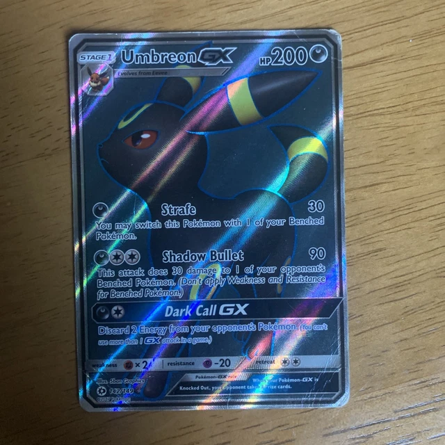 Pokemon Card Umbreon GX 142/149 Sun & Moon Full Art Ultra Rare Played