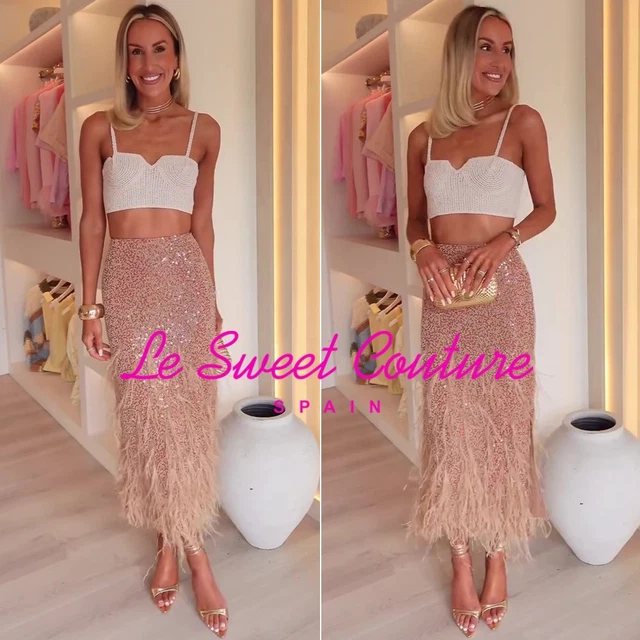 【送料/関税込】ZARA SEQUINNED FEATHER SKIRT 5344/516/700 SEQUIN FEATHER SKIRT - Brown | ZARA United States