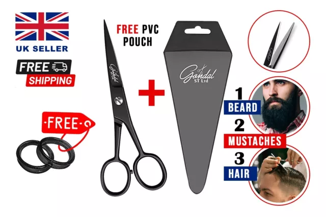 5” Mustache Beard Scissors Hair Cutting Trimming Grooming Eyebrows Salon Shears
