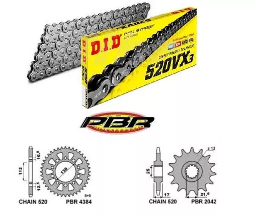 Kit/trasmissione catena DID 520 VX3 corona 39 pignone 17 Honda Integra 750