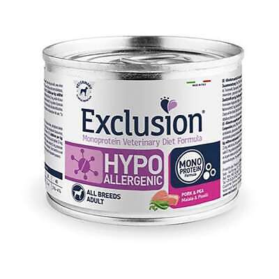 exclusion hypoallergenic maiale 200 gr umido pate scatolette per cane cani pate'