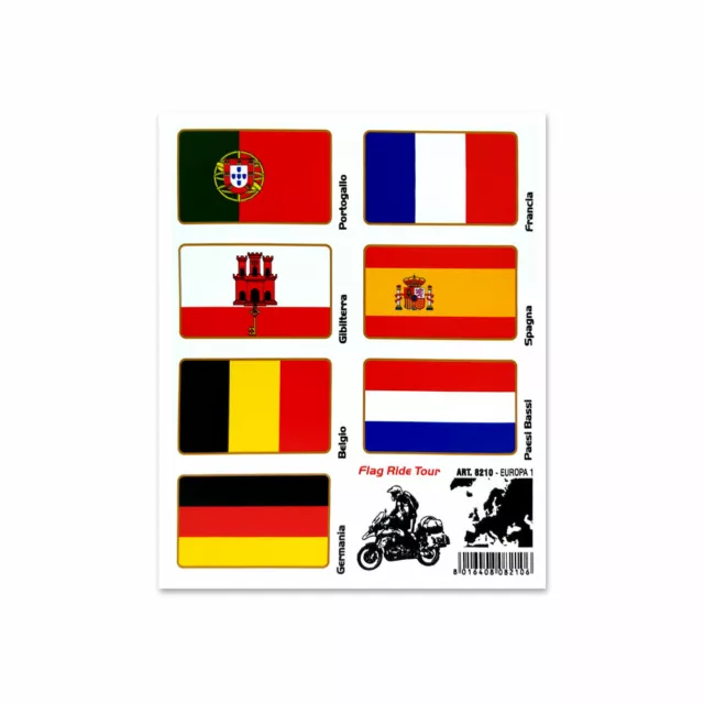 Stickers Adhésifs Drapeaux Flag Ride Tour Europe 1 pour Top Case Moto