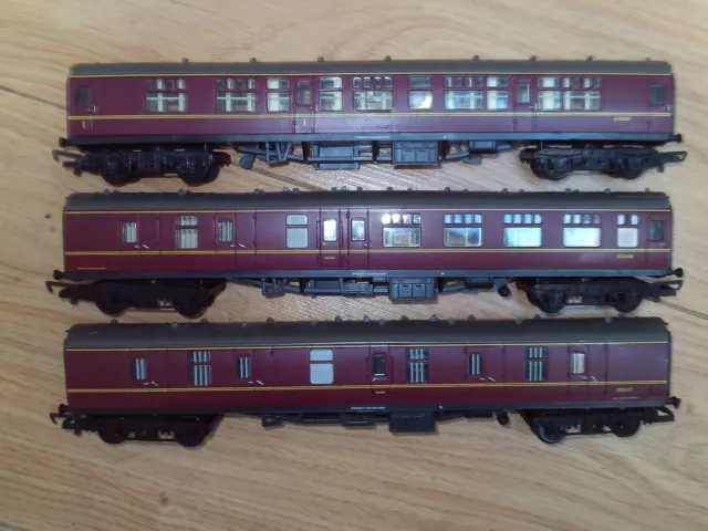 Collection of Burgundy Coaches for Hornby OO Gauge Train Sets