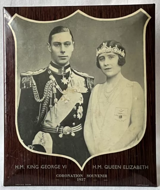 King George VI And Queen Elizabeth 1937 Coronation Tin Plaque On Easel Support.