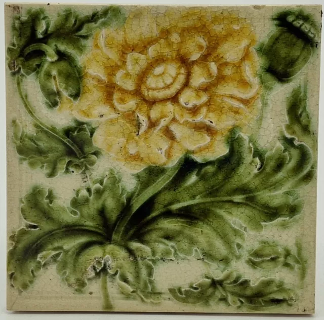Antique Fireplace Tile Minton Moulded Tile With Intaglio Back C1900 AE4
