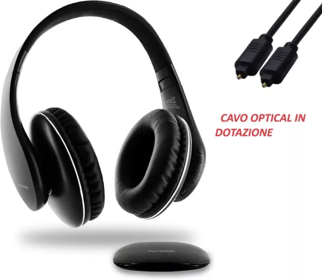 Metronic Cuffie stereo TV wireless ingresso ottico digitale leggero e ergonomica