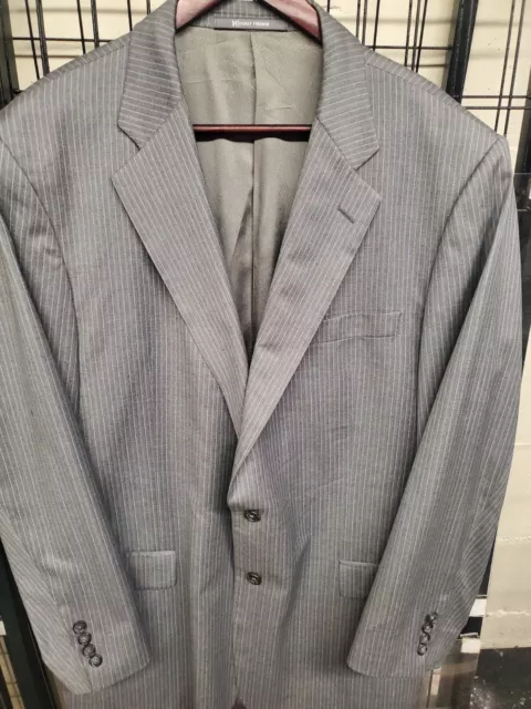 Hickey Freeman Wool Gray Striped Blazer Jacket Sport Coat 44 R USA MADE MINT