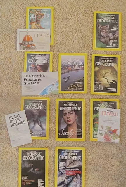 NATIONAL GEOGRAPHIC MAGAZINES  1995  10 Issues + 4 Inserts   Missing Jan & Dec.