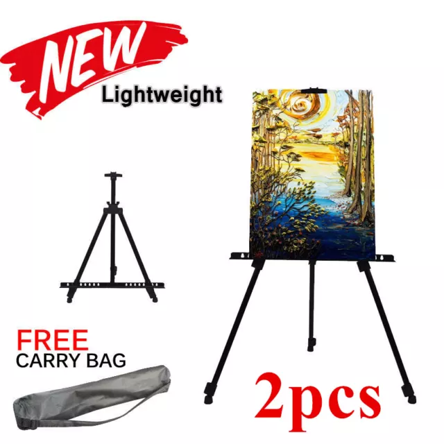 2X Adjustable Artist Aluminium Alloy Tripod Painters Easel Stand White board Bag