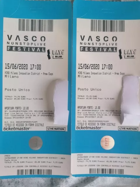 vendo 2 biglietti concerto  vasco 24 maggio MILANO