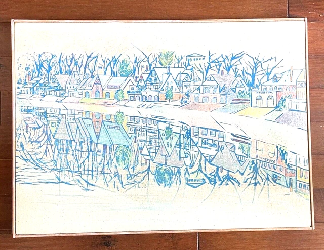 Marilyn Lavins Philadelphia PA Boathouse Row Silk Screen Canvas Schuylkill River Marilyn Lavins Philadelphia PA Boathouse Row Silk Screen Canvas Schuylkill River
