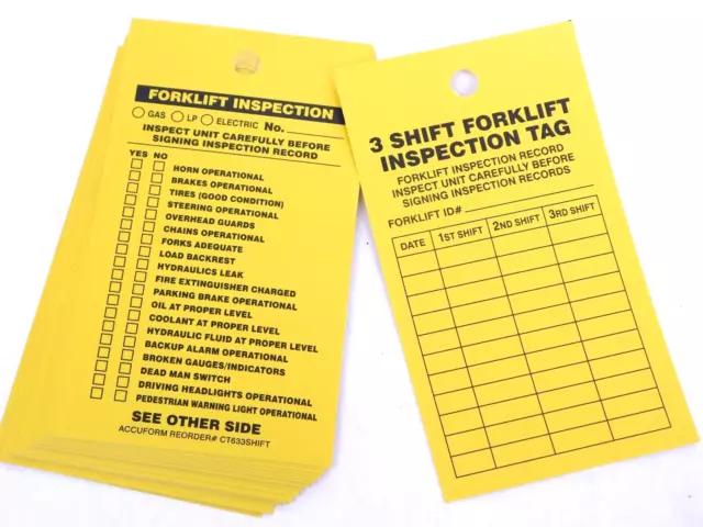 25 PACK - Accuform CT633SHIFT Tags Forklift Inspect 5-3/4" x 3-1/4" Cardstock HR