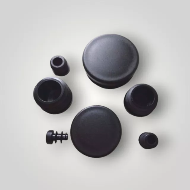 Round Plastic Blanking End Caps  Pipe Tube Inserts Plugs Bungs / Black