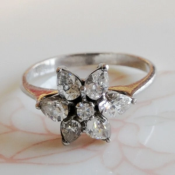 Bague En Argent Massif 925 Avec Zircon - Taille 52 - Occasion