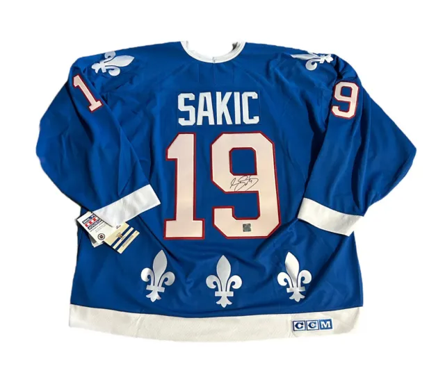 New Vintage Joe Sakic #19 Quebec Nordiques Stitched Hockey Jersey S-3XL  Blue