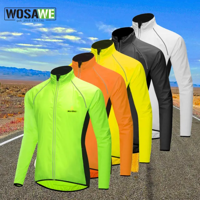 WOSAWE Cycling Windproof Waterproof Jacket Bike Racing Reflective Wind Jersey