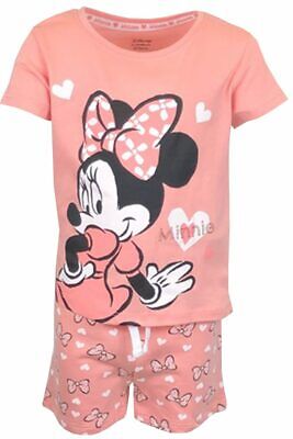 Le ragazze Baby Bambino Disney Minnie Mouse Peach Cotone Short SUMMER Pigiama Camicia da notte