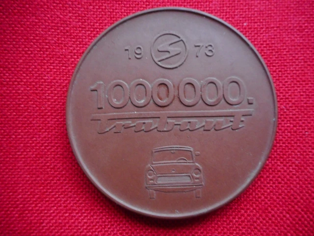 Porzellan-Medaille Meissen,millionster Trabant 1973,Sachsenring Zwickau