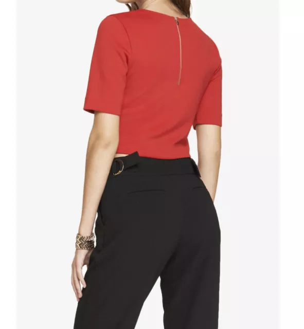 EXPRESS CROPPED ZIP BACK TEE Red S Small  HOT!