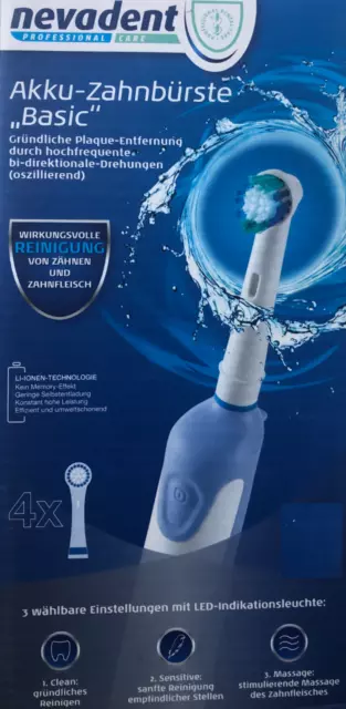 NEVADENT - AKKU Zahnbürste Basic Wirkungsvolle Reinigung Von Zähnen Und  Zahnflei EUR 35,99 - PicClick DE