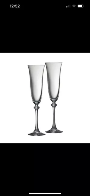 Galway Irish Crystal ' BRIDE & GROOM' Pair Champagne Flutes "Liberty" ~ 10" Tall