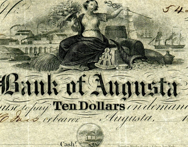 HGR SATURDAY 1800's $10 AUGUSTA Georgia ((STUNNING Artwork)) HIGH GRADE
