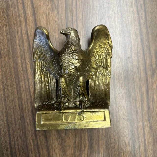 Vintage Heavy Brass 1776 American Bald Eagle Bookend  Door Stop Philadelphia PMC